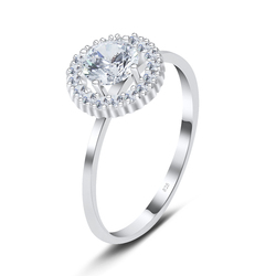 Gorgeous CZ Designed Round Silver Ring NSR-3203